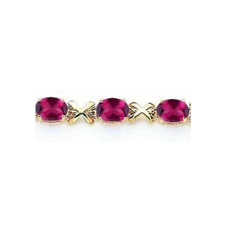 7" 14K Yellow Gold 7x5mm Oval Rhodolite Garnet bracelet