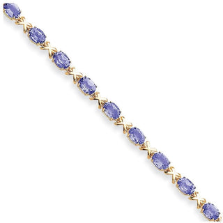 7" 14k Yellow Gold 7x5mm Oval Tanzanite Bracelet X962T