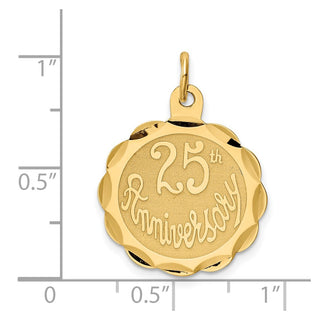 14k Yellow Gold 25Th Anniversary Disc Charm