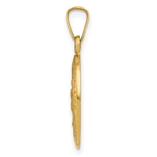 14k Yellow Gold Hollow Our Lady Of Guadalupe Medal Pendant