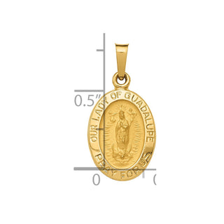 14k Yellow Gold Hollow Our Lady Of Guadalupe Medal Pendant