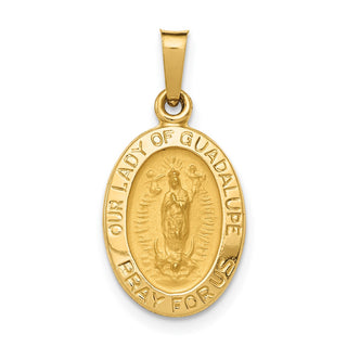 14k Yellow Gold Hollow Our Lady Of Guadalupe Medal Pendant