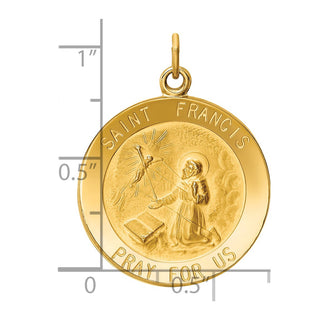 14k Yellow Gold Saint Francis Medal Pendant