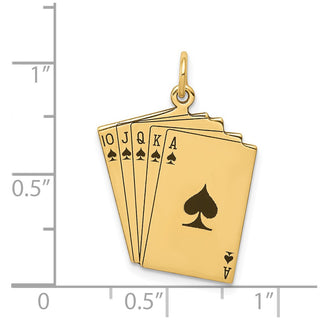 14k Yellow Gold Enameled Royal Flush Playing Cards Charm