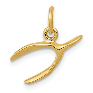 14k Yellow Gold Wishbone Charm