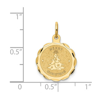 14k Yellow Gold Merry Christmas Disc Charm XAC34