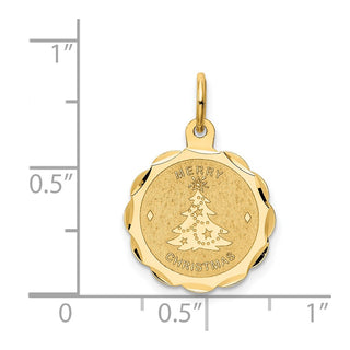 14k Yellow Gold Merry Christmas Disc Charm XAC34