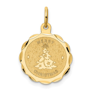 14k Yellow Gold Merry Christmas Disc Charm XAC34