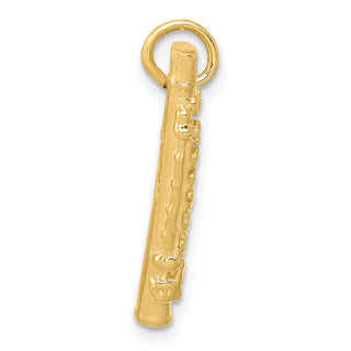 14k Yellow Gold 3-D Polished Flute Charm