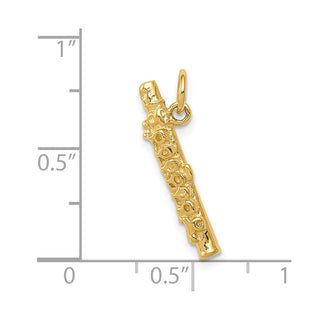 14k Yellow Gold 3-D Polished Flute Charm