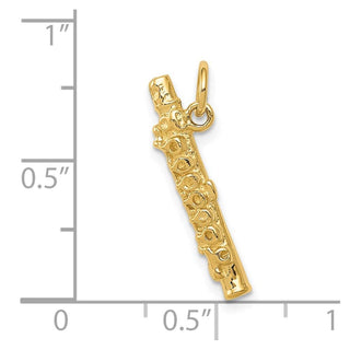 14k Yellow Gold 3-D Polished Flute Charm