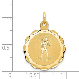 14k Yellow Gold Baseball Disc Charm