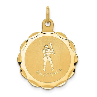 14k Yellow Gold Baseball Disc Charm