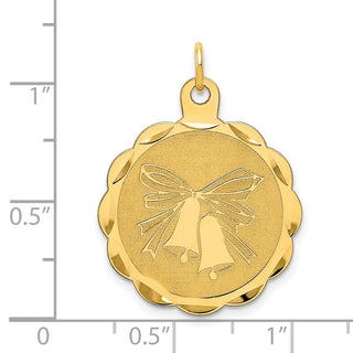 14k Yellow Gold Wedding Bells Engraveable Disc Charm XAC463