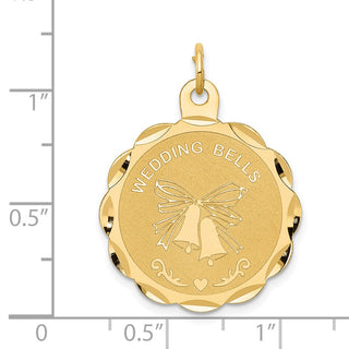 14k Yellow Gold WEDDING BELLS Engraveable Disc Charm XAC483