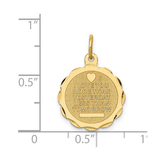 14k Yellow Gold Love Sentinment Engraveable Charm