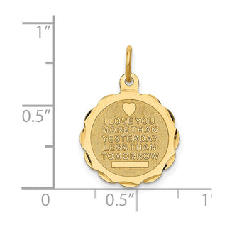 14k Yellow Gold Love Sentinment Engraveable Charm