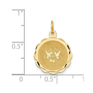 14k Yellow Gold Love Birds Disc Charm