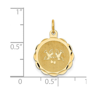 14k Yellow Gold Love Birds Disc Charm