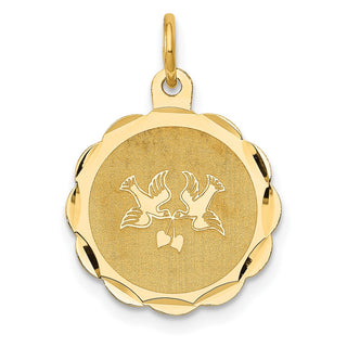 14k Yellow Gold Love Birds Disc Charm