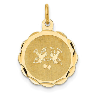 14k Yellow Gold Love Birds Disc Charm