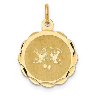 14k Yellow Gold Love Birds Disc Charm