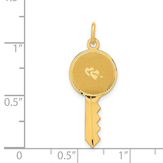 14k Yellow Gold Polished and Satin Hearts Flat Key Charm