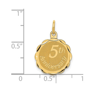 14k Yellow Gold Happy 5th Anniversary Charm