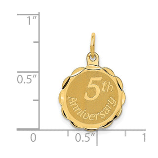 14k Yellow Gold Happy 5th Anniversary Charm
