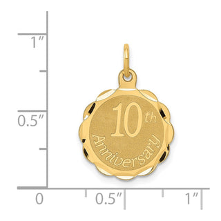 14k Yellow Gold Happy 10th Anniversary Charm XAC578