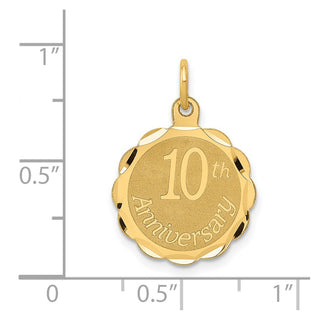 14k Yellow Gold Happy 10th Anniversary Charm XAC578