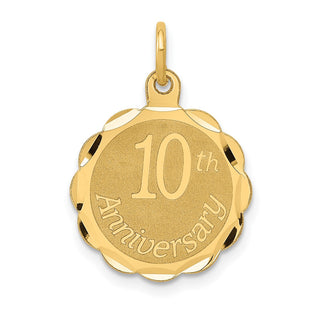 14k Yellow Gold Happy 10th Anniversary Charm XAC578