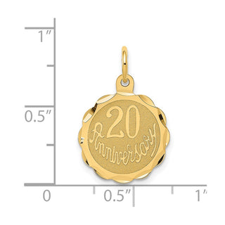14k Yellow Gold Happy 20th Anniversary Charm XAC579