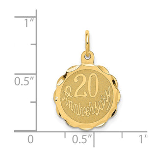 14k Yellow Gold Happy 20th Anniversary Charm XAC579