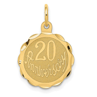 14k Yellow Gold Happy 20th Anniversary Charm XAC579