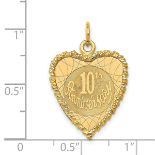 14k Yellow Gold Happy 10th Anniversary Charm XAC581