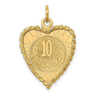 14k Yellow Gold Happy 10th Anniversary Charm XAC581