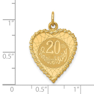 14k Yellow Gold Happy 20th Anniversary Charm XAC582