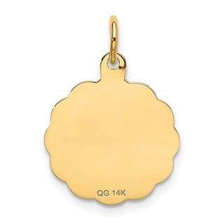 14k Yellow Gold Polished ITS A BOY Scalloped Disc Charm