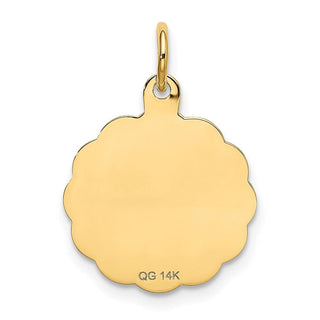 14k Yellow Gold Polished ITS A BOY Scalloped Disc Charm