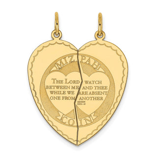 14k Yellow Gold 2-piece Mizpah Charm XAC637