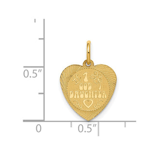 14k Yellow Gold #1 Goddaughter Heart Disc Charm