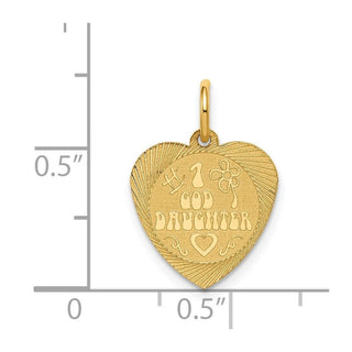 14k Yellow Gold #1 Goddaughter Heart Disc Charm