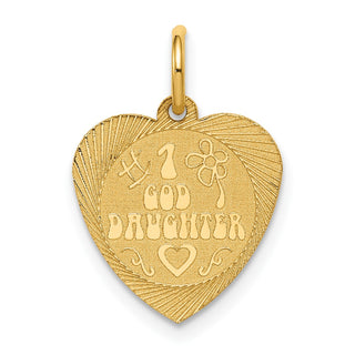 14k Yellow Gold #1 Goddaughter Heart Disc Charm
