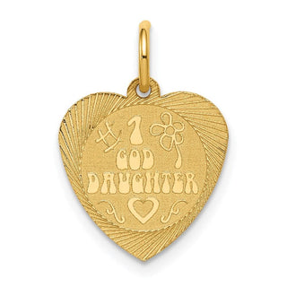 14k Yellow Gold #1 Goddaughter Heart Disc Charm