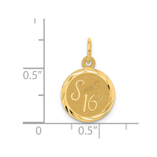 14k Yellow Gold SWEET 16 Disc Charm XAC745