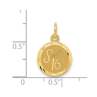 14k Yellow Gold SWEET 16 Disc Charm XAC745