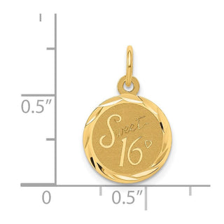 14k Yellow Gold SWEET 16 Disc Charm XAC745
