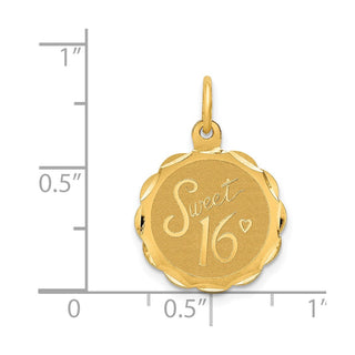 14k Yellow Gold SWEET 16 Disc Charm XAC748