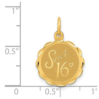 14k Yellow Gold SWEET 16 Disc Charm XAC748